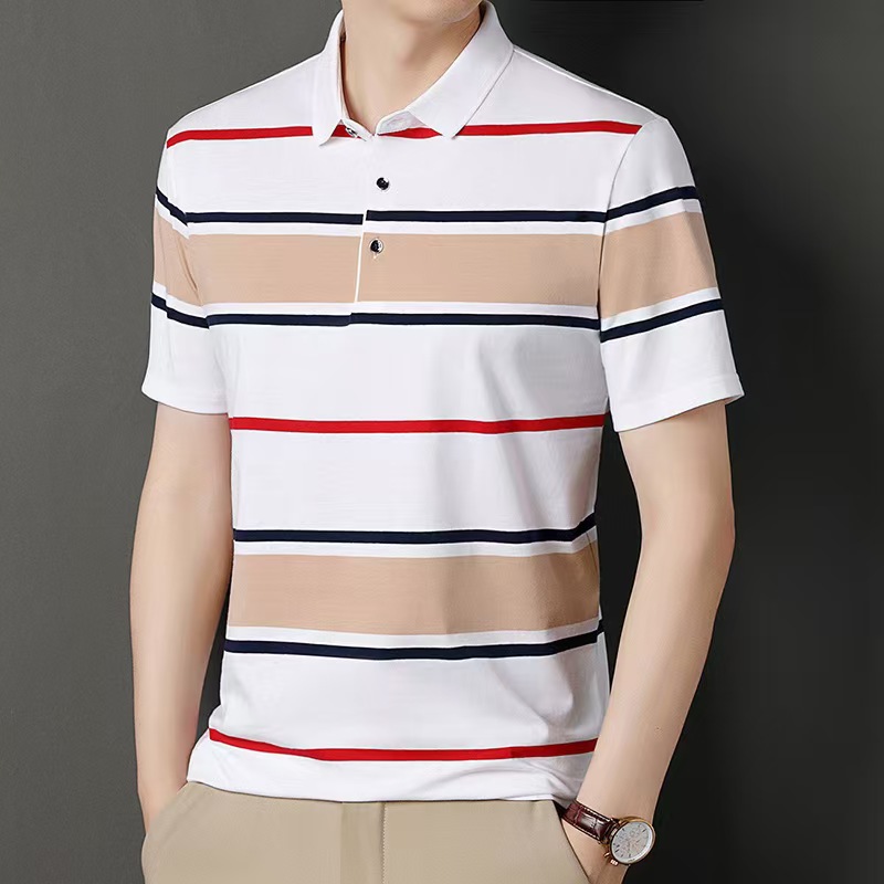 Men's Printed Polo Shirt Short Sleeve Business Casual Golf Top_voghion.com