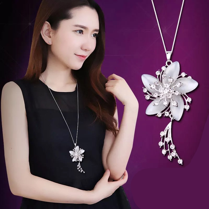 YH ~ [High-End new] falda versátil larga cristal circonio incrustaciones alicates largo collar de alta gama suéter cadena Accesorios