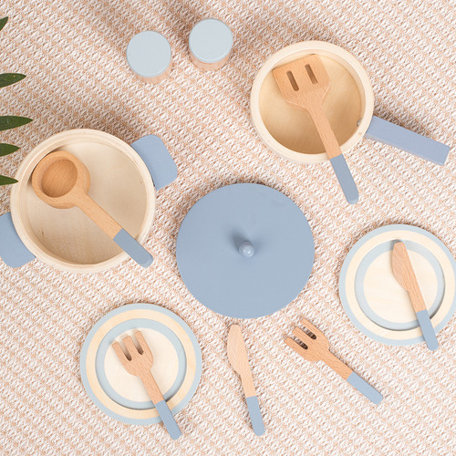 Children's simulated play house cooking wooden mini kitchen pots and pans for cooking kindergarten interactive educational toys