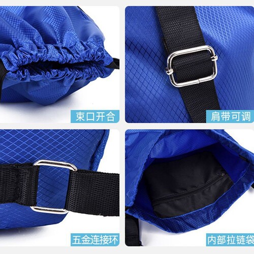 Double-Shoulder Bag with Buckle Drawstring, Unisex Large Capacity Fitness Sports Basketball Football Bag Travel Lightweight Waterproof Backpack