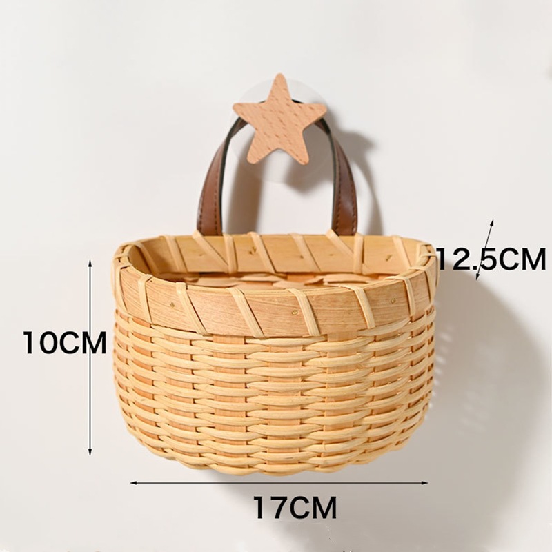 Cesta de almacenamiento de ratán para colgar en la pared, para uso doméstico, almacenamiento de llaves en la entrada, almacenamiento de cebolla, jengibre y ajo en la cocina, organizador colgante tejido a mano. image 9