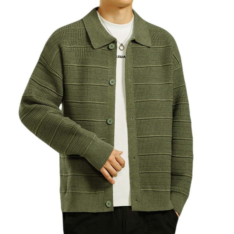 Explosiones transfronterizas europeas de tamaño grande jersey suéter hombre polo de negocios con collar cardigan chaqueta fábrica de moda al por mayor