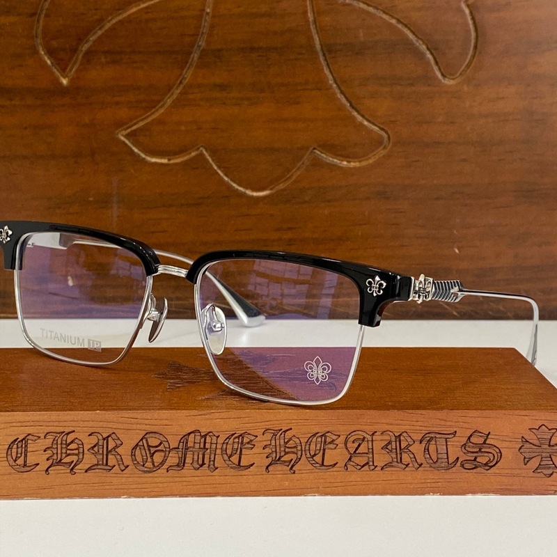 尅罗心眼镜框CH8314纯钛超轻金丝腿百搭复古木纹眉毛架近视平光镜|undefined
