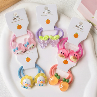 Cute Cartoon Hair Rope Korean-style Exquisite 2-piece Card Hair Ring Translucent Sanrio Baby Rubber Tendon Children's Head Rope