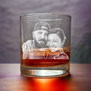 Custom engraved photo glass rock glass personalized etched glass with photo for Christmas gift