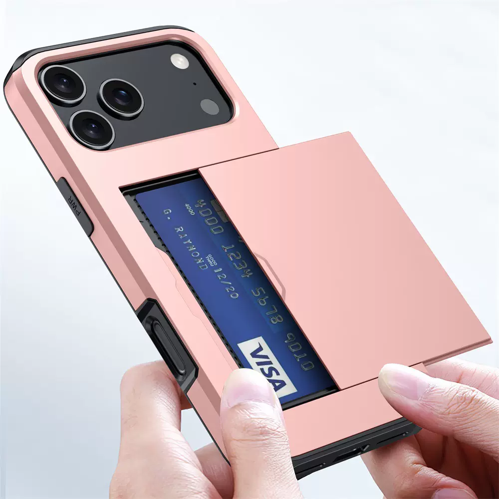 适用iphone17手机壳 苹果16滑盖插卡二合一防摔15Pro钱包保护套34