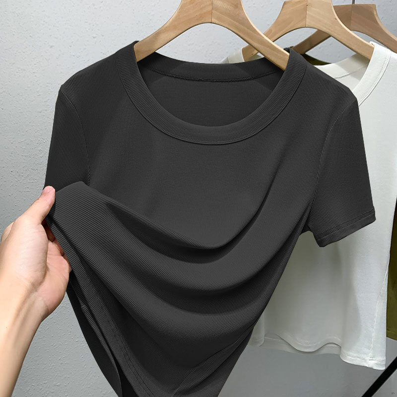 Round Neck T-Shirt for Women, Short-Sleeved, Versatile, Tight-Fitting Top, 2026 Spring and Summer White T-Shirt, Trendy Modal T-Shirt for Women Round Neck T-Shirt for Women, Short-Sleeved, Versatile, Tight-Fitting Top, 2026 Spring and Summer White T-Shirt, Trendy Modal T-Shirt for Women
