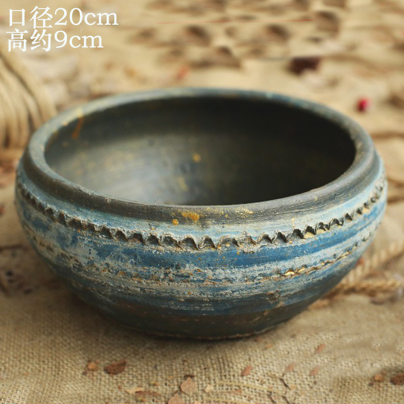 Retro Succulent Old Stump Plant Pottery Pot Coarse Pottery Living Room Breathable Pottery Pot Clay Flower Pot Large Diameter Clay Pot