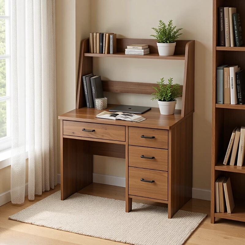Solid Wood Desk, Children's Study Table, Bookshelf Integrated, Small Apartment Bedroom, Bedside, Liftable Student Computer Desk, Home Use Solid Wood Desk, Children's Study Table, Bookshelf Integrated, Small Apartment Bedroom, Bedside, Liftable Student Computer Desk, Home Use