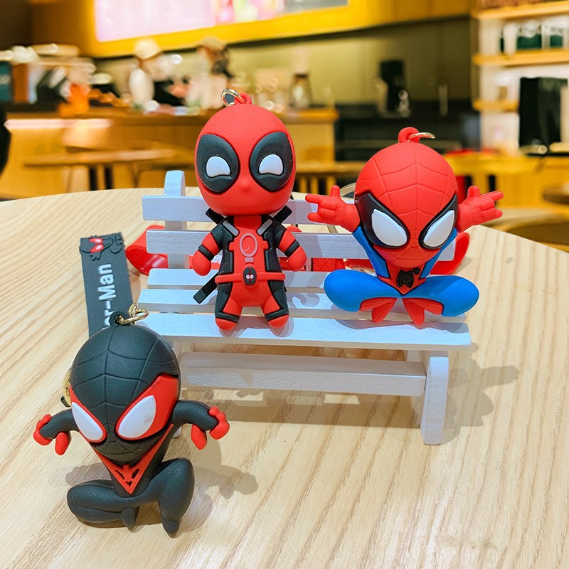 Marvel Series Keychain Pendant Figures Spider-Man Iron Man Avengers Blind Box Cartoon Soft Rubber Pendant