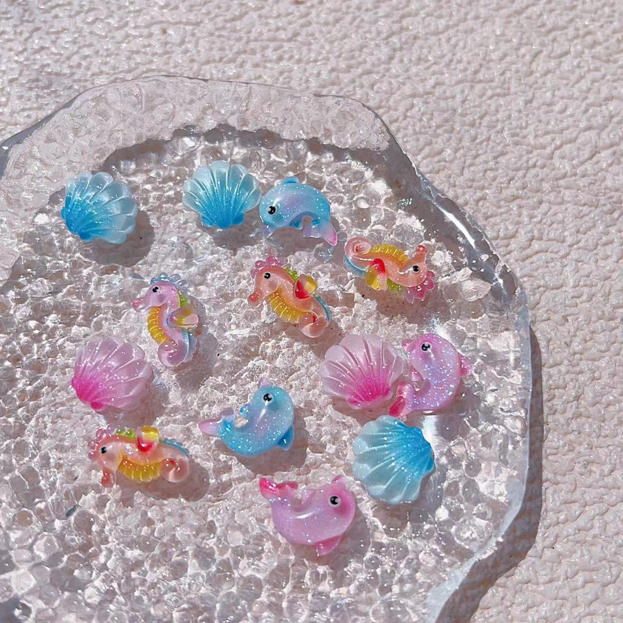 15g Weight Nail Decoration Accessories Nail Supplies 10 PCS/Package Quantity Resin Material Dolphin, Hippocampus, Shell Pattern Cute, Sweet Style Cute Sweet Dolphin Hippocampus Shell Resin Nail Decoration Accessories 10 PCS/Package 2