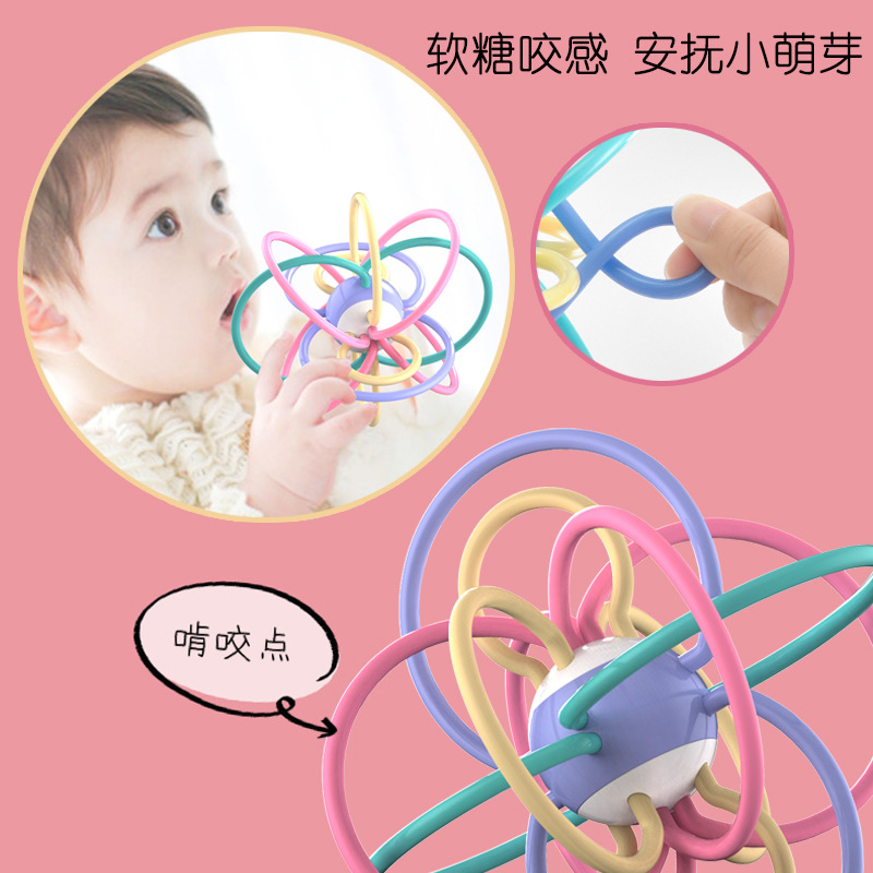 Manhattan bola de la mano del bebé de silicona teether palo de juguete del bebé 0 1 años de edad 3 a 6 meses de edad