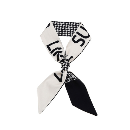 French silk scarf headband for women to tie their hair, ponytail, bow tie for going out, winter ribbon hair accessories, streamer headband