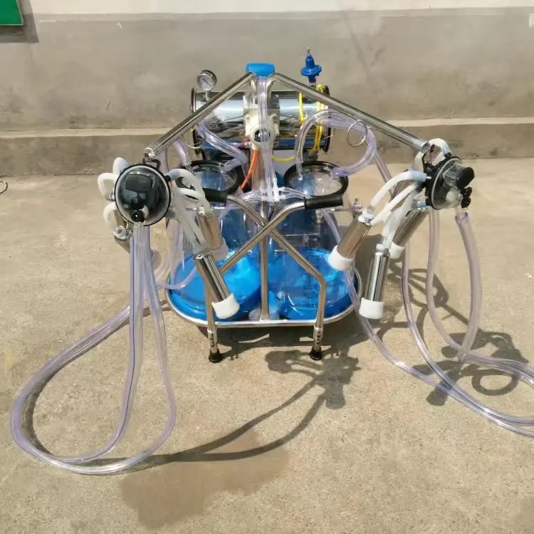 Máquina de ordeño tipo bomba de vacío móvil tipo pistón de cuatro extremos máquina de ordeño de succión de leche equipo de cría para vacas, ovejas y camellos