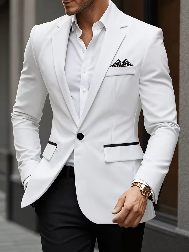 Modern Slim Fit Mens Blazer Single Breasted Casual Suit Jacket_voghion.com