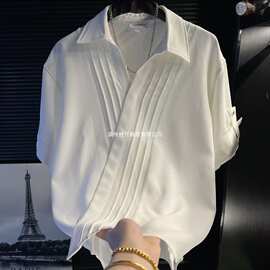 2026夏季新款时尚百搭男装痞帅宽松韩版短袖感大码百搭上衣服