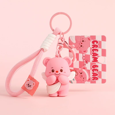 Keychain Protective Cover Card Electric vehicle key cover shell - butter-bear-keychain-pink-little-angel
