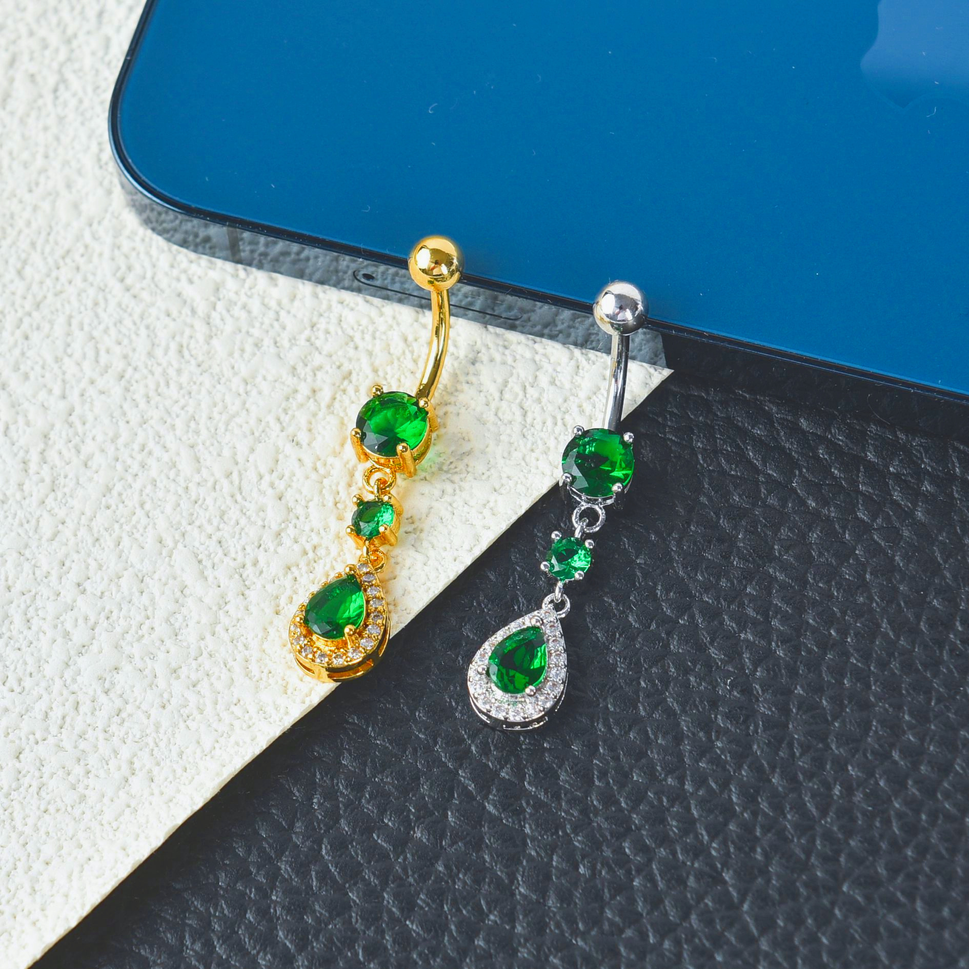 Piercing all'ombelico con goccia d'acqua in zircone europeo e americano, selezione premium disponibile in magazzino_voghion.com