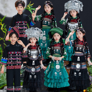 Children's March 3 Performance Costumes Boys and Girls Miao Performance Costumes Minority Dong Nationality Yao Nationality Travel Photography Costumes