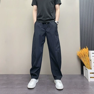 山力达迪2026夏季薄款男士休闲裤美式高街直筒宽松阔腿做旧长裤垂