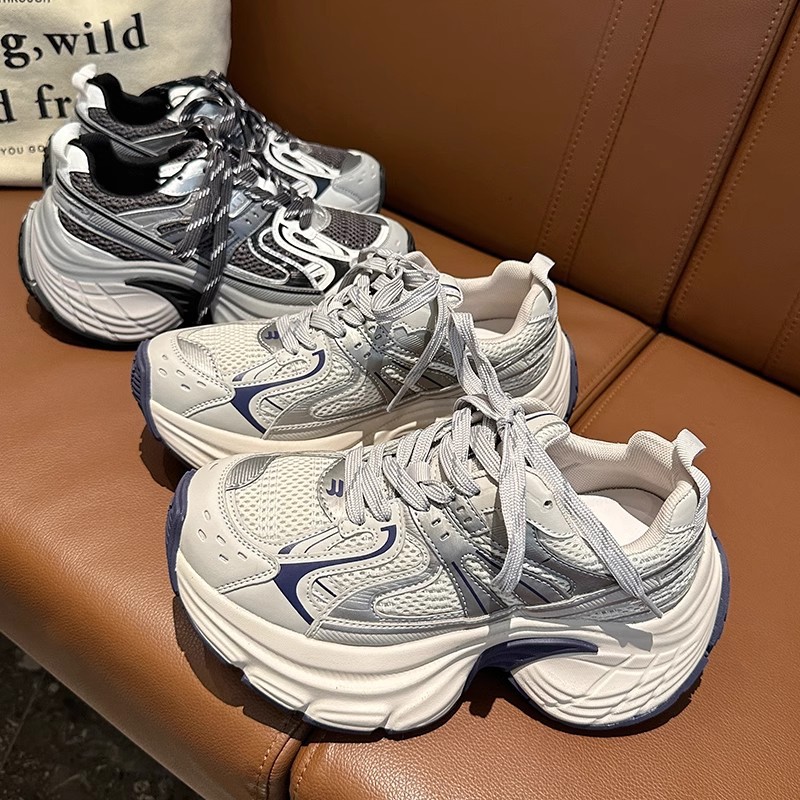 Paris fashion daddy shoes women 2024 new small height thick bottom breathable fashion casual sneaker