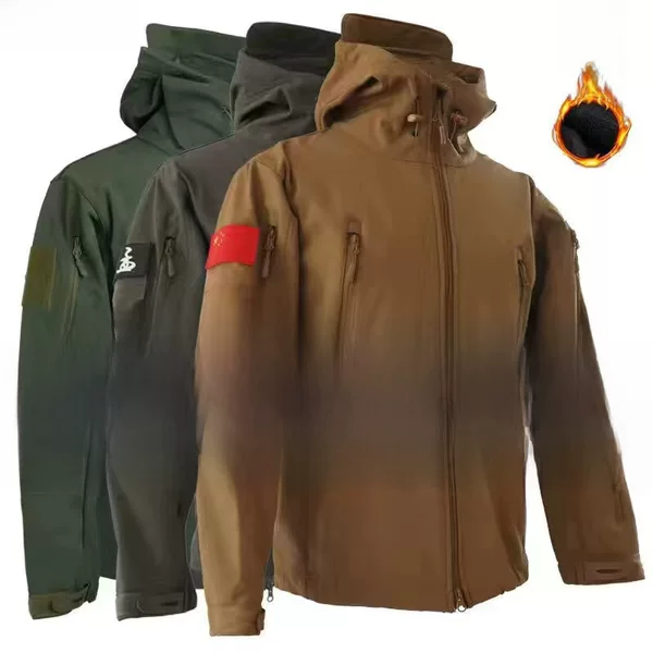 Factory for spot cross-border shark skin soft shell warm windproof three-in-one men's outdoor breathable jacket Spring