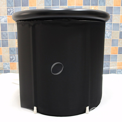 Black Foldable Hot Tub with Thick Adult PVC Inflatable Bathtub Home Foldable Shower Tub Ice Bath Tub