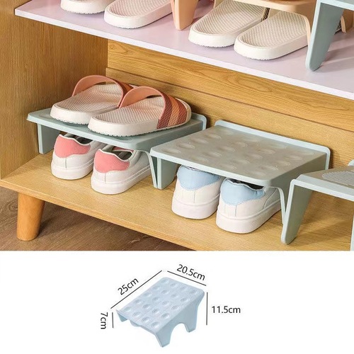 塑料双层收纳鞋架双层鞋托架柜子一体式鞋托整理放鞋子拖鞋置物架