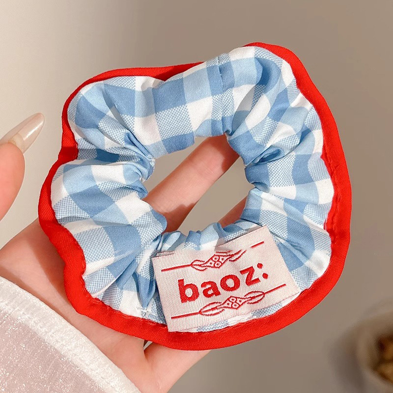 1#파란색 체크무늬 소장 루프 약 12cm