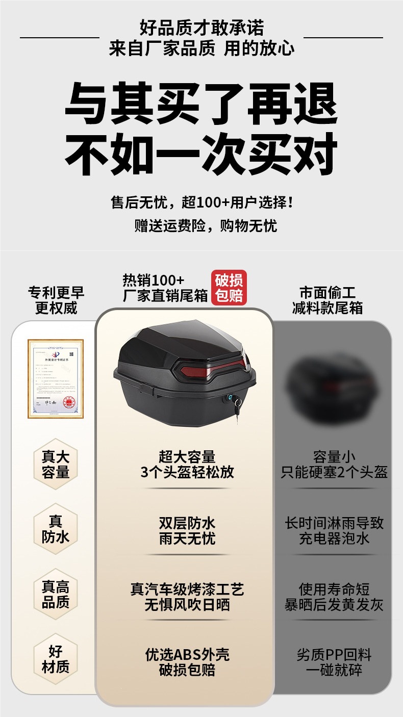 Suitable for Yadi, Tailg, and Green Source electric scooters' rear trunks and large-capacity scooter storage boxes