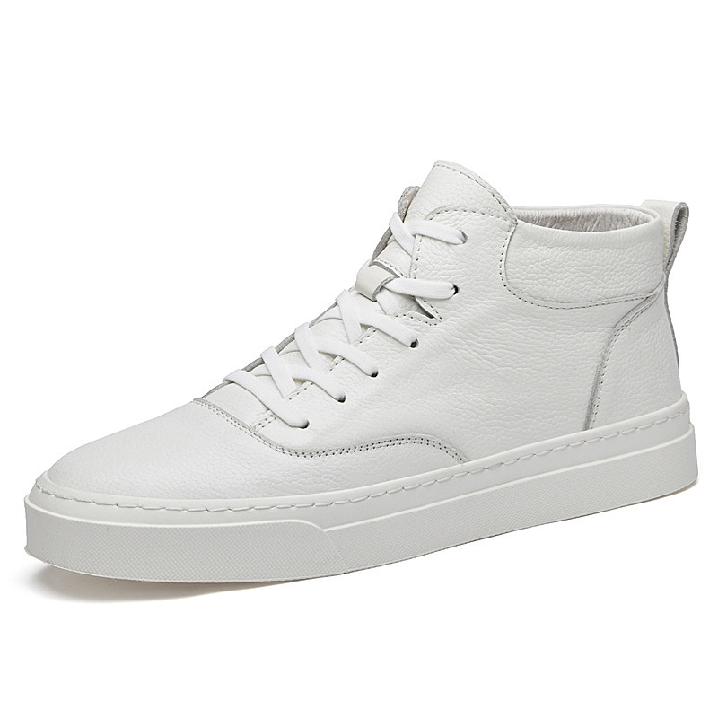 2022 new men's high-top board shoes lace-up men's shoes fashionable white shoes autumn and winter basketball large size shoes