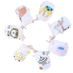 Newborn Anti-loose winter warm and windproof drawstring baby cotton glove with fastening strap