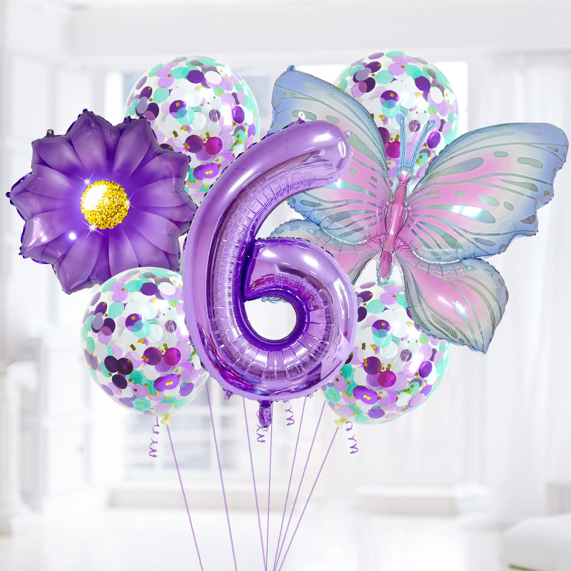 Casual Cute Flower Butterfly Aluminum Film Birthday Festival Balloons display picture 5