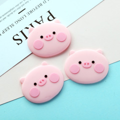 Factory Soft Rubber Accessory Cute Pink Pig DIY Handmade Material Cream Adhesive Phone Case Sticker