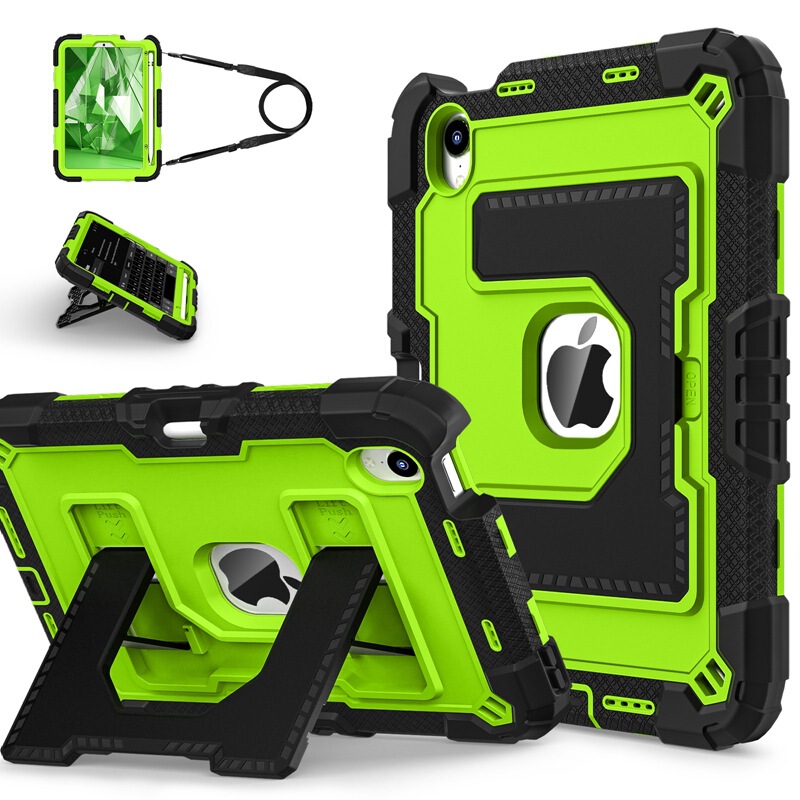 2025 Contrasting Color Silicone Pc Stand Tablet Case iPad Mini 6 Strap Anti-Fall Shell Mini 7 Liter Retractable Stand