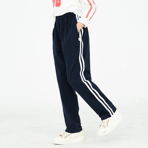 School uniform pants navy blue spring and autumn style loose straight dark blue thin school pants for middle school children, junior high school and primary school students