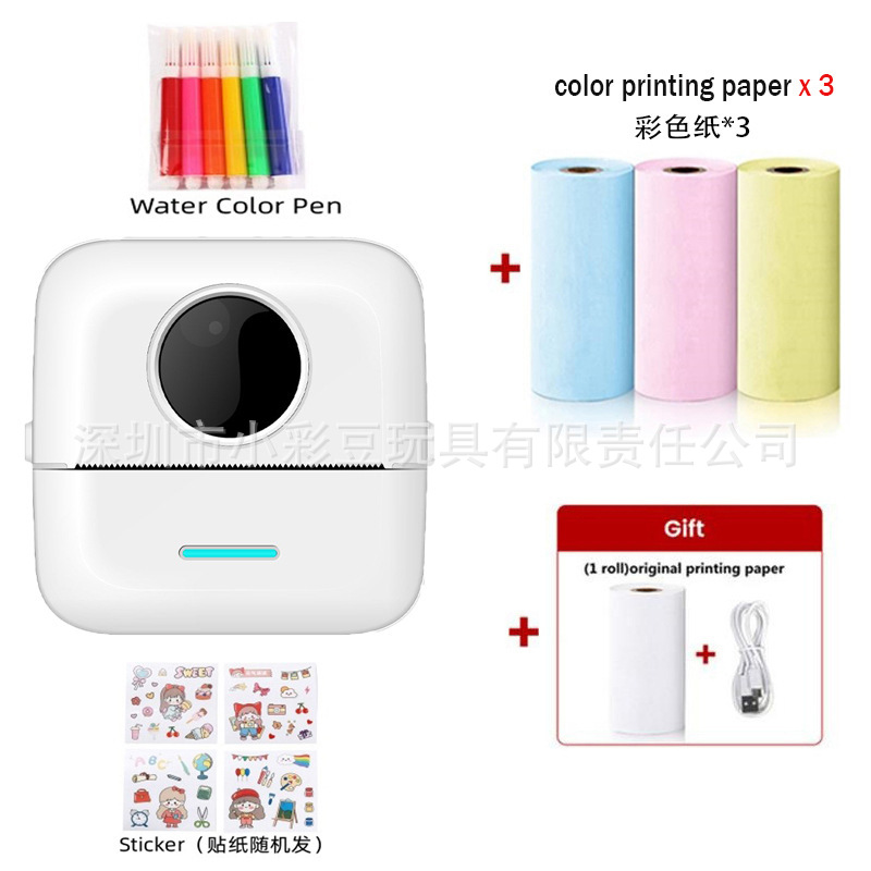 X5 흰색-영어 버전 [감열지 1롤 + 컬러지 3롤 + 수채펜 6개 + 스티커]