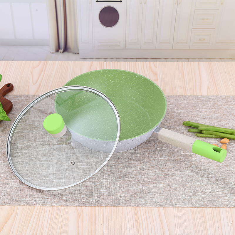 Transfronterizo de seis piezas fluorescente verde sartén aluminio hogar cocina antiadherente pan regalo olla traje