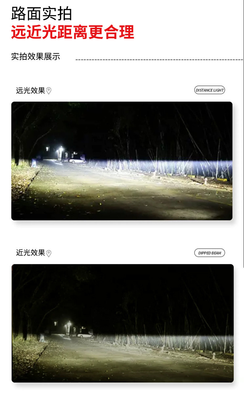 Motorcycle Spotlight with Three Led Bulbs, 60W Yellow and White High/Low Beam Laser Electric Vehicle Headlight, Three-Eye Spotlight