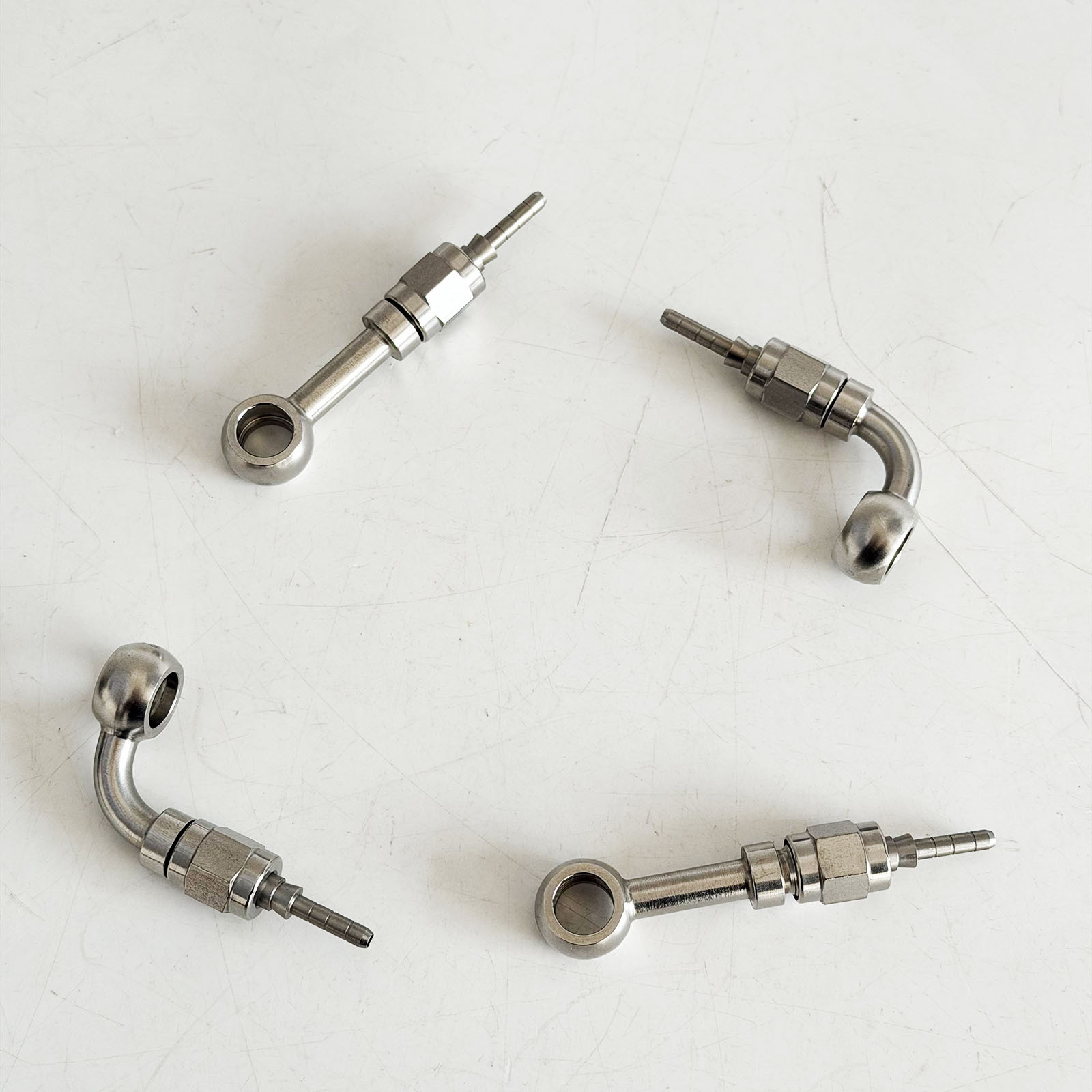 M10 Stainless Steel Brake Hose Fish-Eye Connector 0 Degree/90 Degree Crimped Brake Oil Pipe Hydraulic Connector