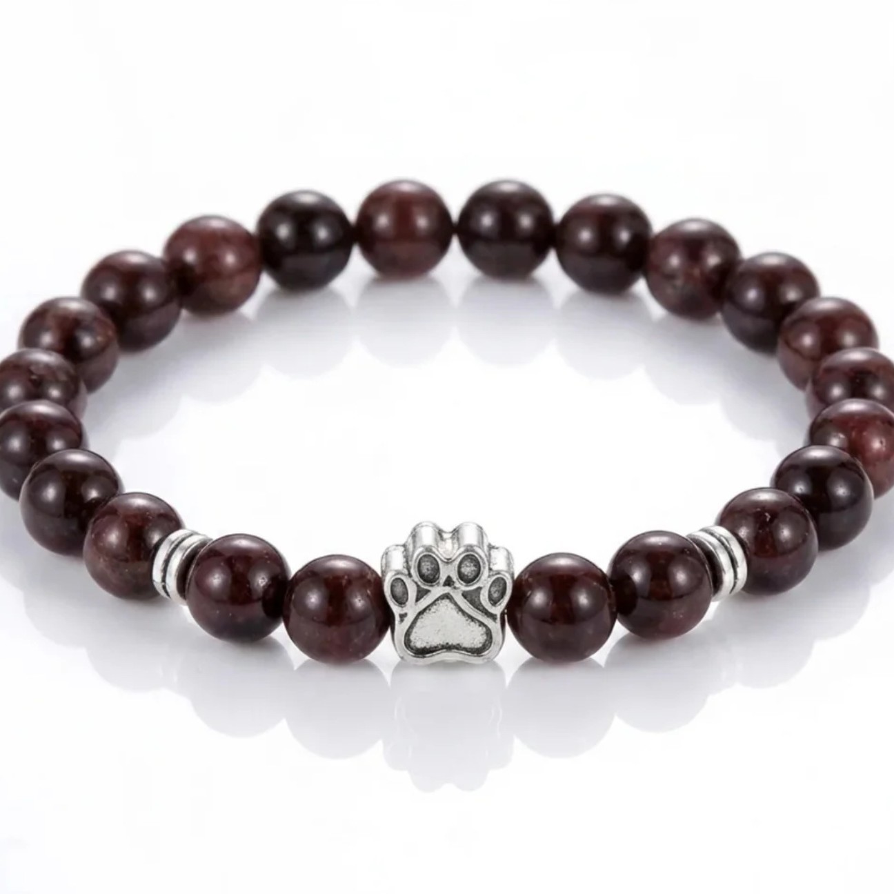 Cross-Border Aliexpress 8mm Dog Paw Print Beaded Bracelet White Pine Blue Pine Volcanic Bracelet Men's Bracelet
