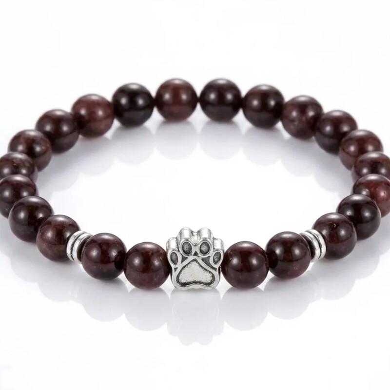 Cross-Border Aliexpress 8mm Dog Paw Print Beaded Bracelet White Pine Blue Pine Volcanic Bracelet Men's Bracelet