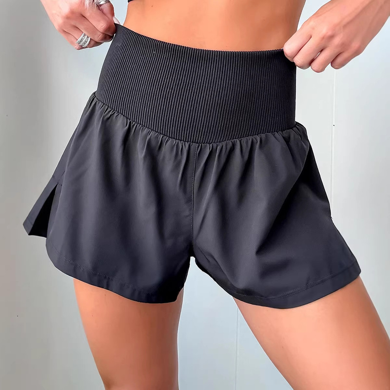 2026 Summer New Solid Color High-Waisted Casual Pants for Women, European and American Simple Versatile Ribbed Splicing Straight Shorts for Women