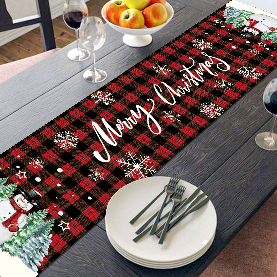 Koti ja puutarha Uusi innovatiivinen joulukoristeiden pöytäliina, pellava, kestävä ja vahva pöytäliina, likaantumista estävä pöytäliina, tukkumyynti_voghion.com