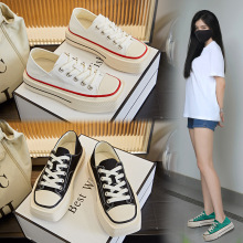 方头两穿帆布鞋女2025夏季新款女士厚底增高休闲板鞋透气百搭女鞋
