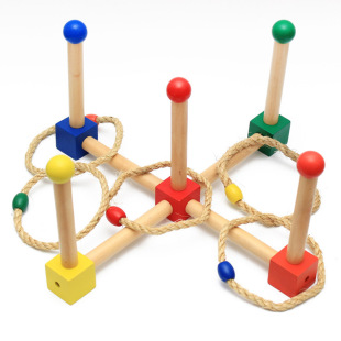 Montessori Wooden Hand-Eye Coordination Throwing Ring Montessori Teaching Aids 0-3 Baby Early Education Educational Ring Toy