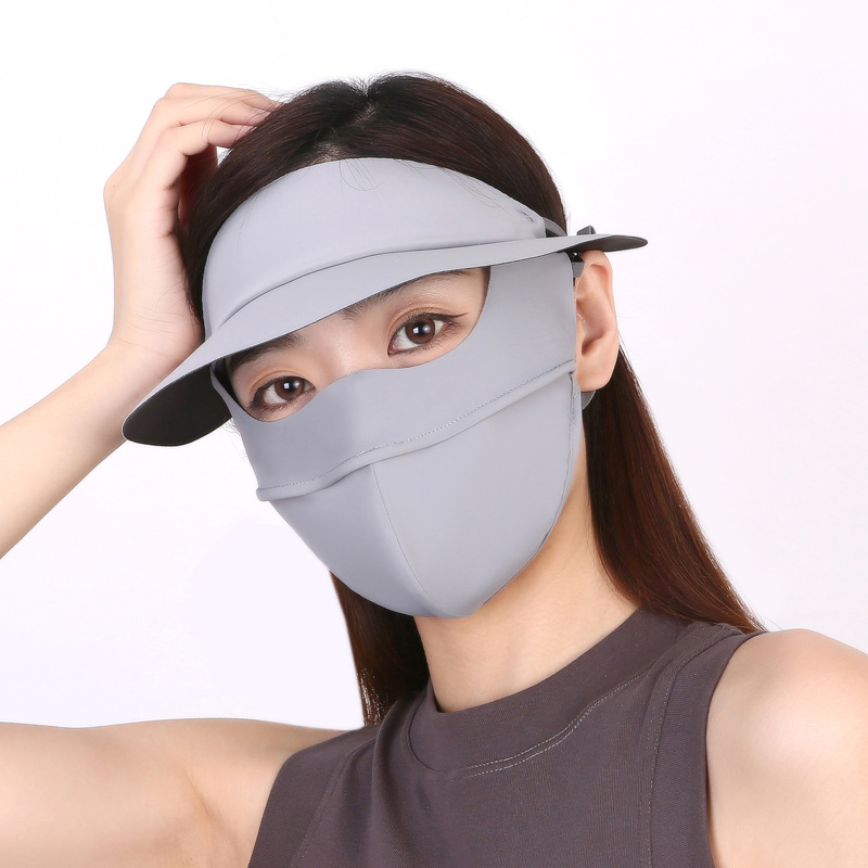 Nueva máscara solar de explosión, cara de vinilo, brida de sombrero, máscara solar de hielo tridimensional UV