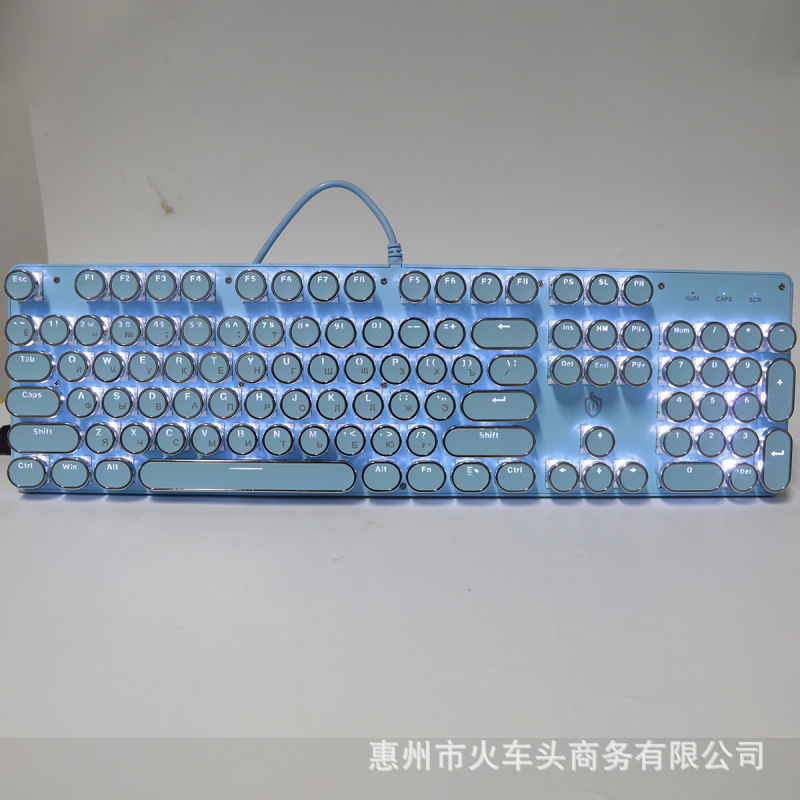 [ロシア語キーボード] レトロラウンドスチームパンクノブメカニカルキーボードクロスボーダー直販87/104キー在庫あり|undefined