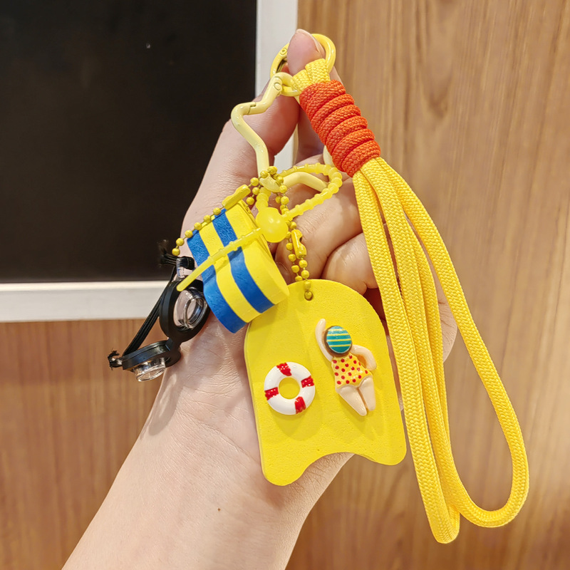 Cute swimming pool keychain, creative swimming pool gym goggles, sports gift for couples, car key backpack accessory