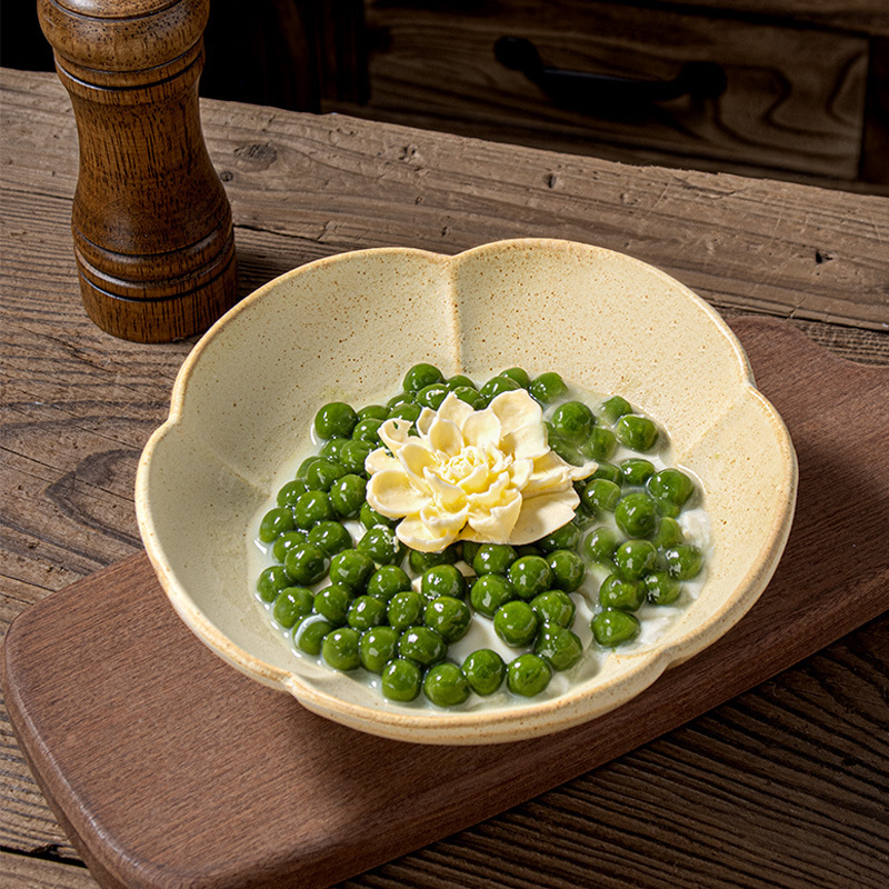 [Handmade stoneware ~ matte high-grade feeling] and wind ceramic household high-foot dishes bowl special dishes shallow bowl